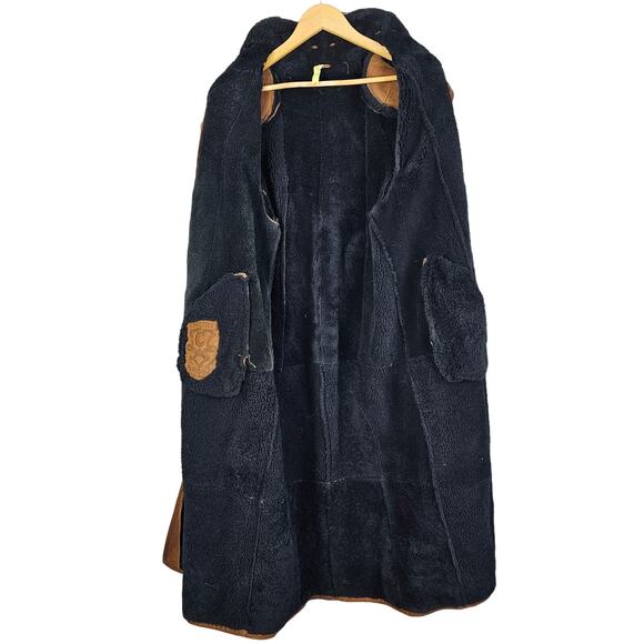 Christia Coat Brown Sheepskin Shearling Jacket Italy Bohemian Hippie Embroidered - Picture 4 of 16